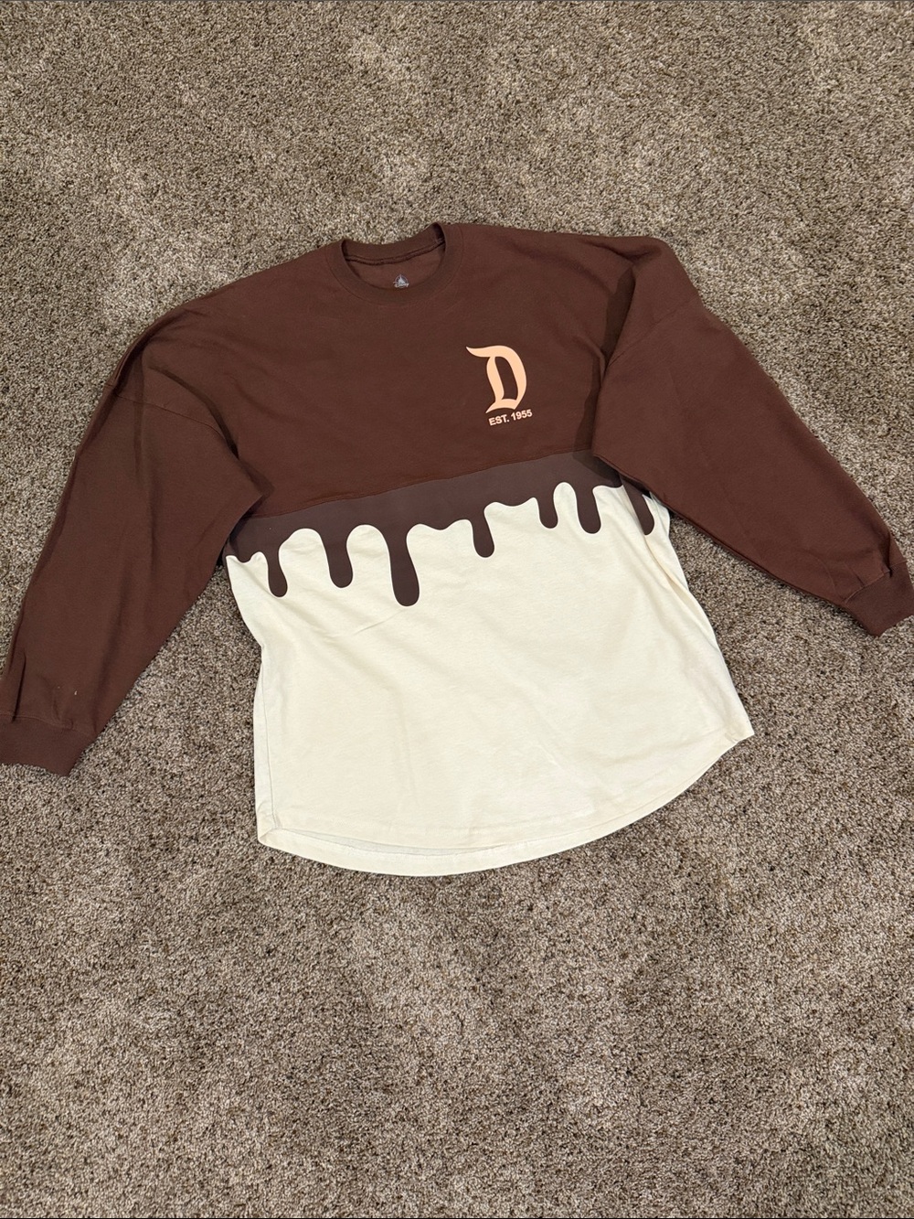 D Logo Brown and Cream Colorblock Jersey Top